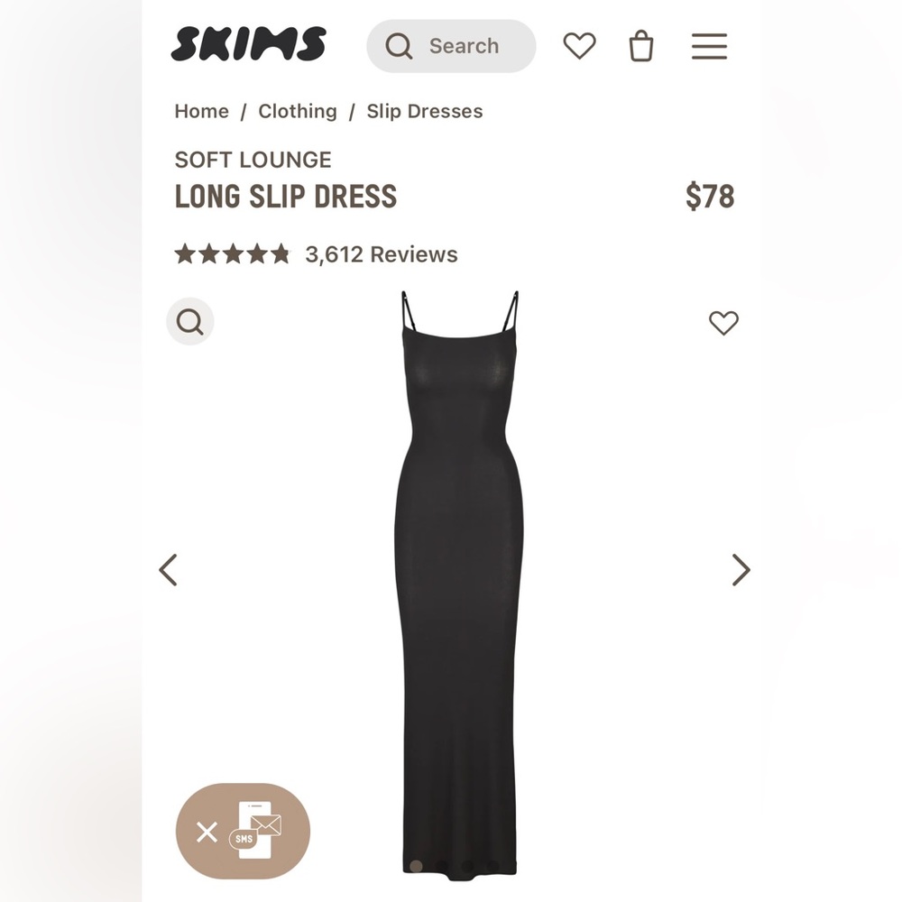 NWT Skims Soft Lounge Long Slip Dress Onyx Black Color Size L - Picture 6 of 8